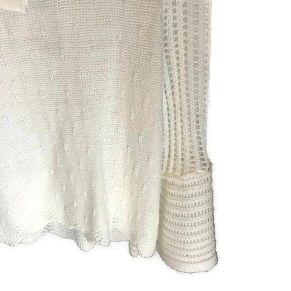 Alya Knitted Crop Sweater Bell Sleeves Small Keyhole - Picture 3 of 14